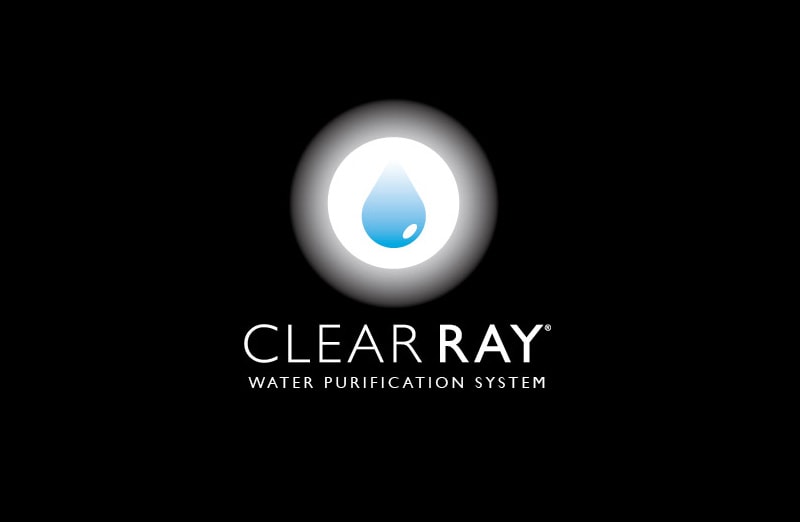 A logo of clear ray water purification system.