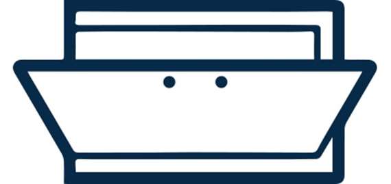 A white and blue striped background with two dots.