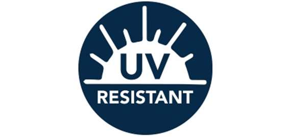 A blue circle with the word uv resistant in it.