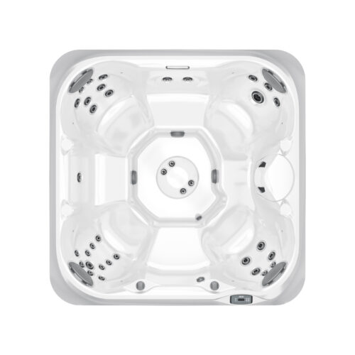 A white spa with many knobs and wheels.
