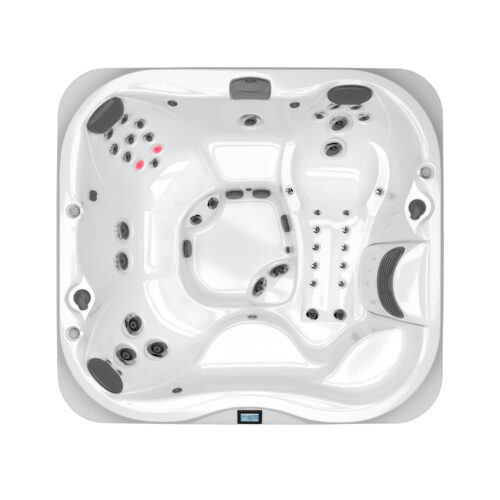 A top view of the spa that is in its box.