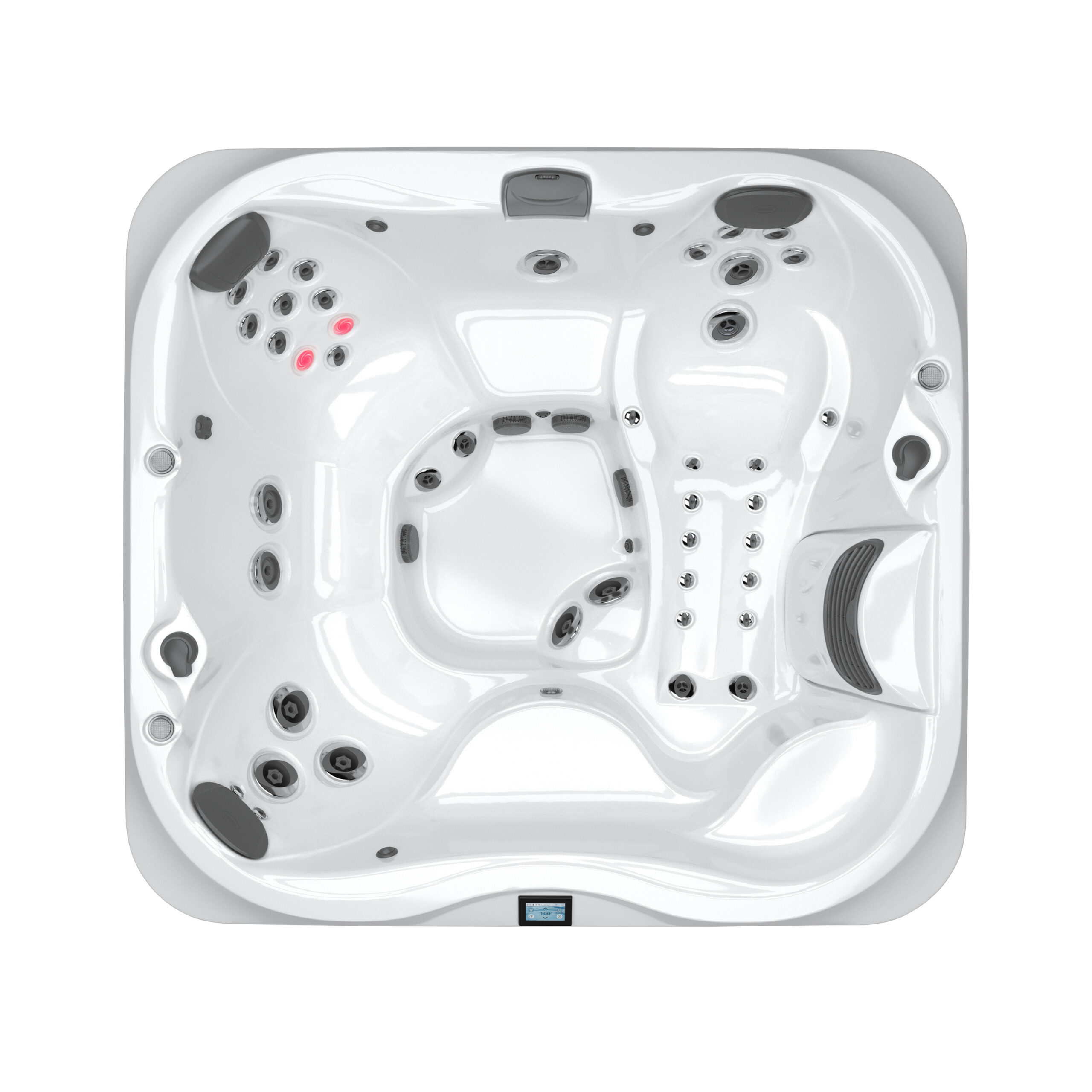A top view of the spa that is in its box.