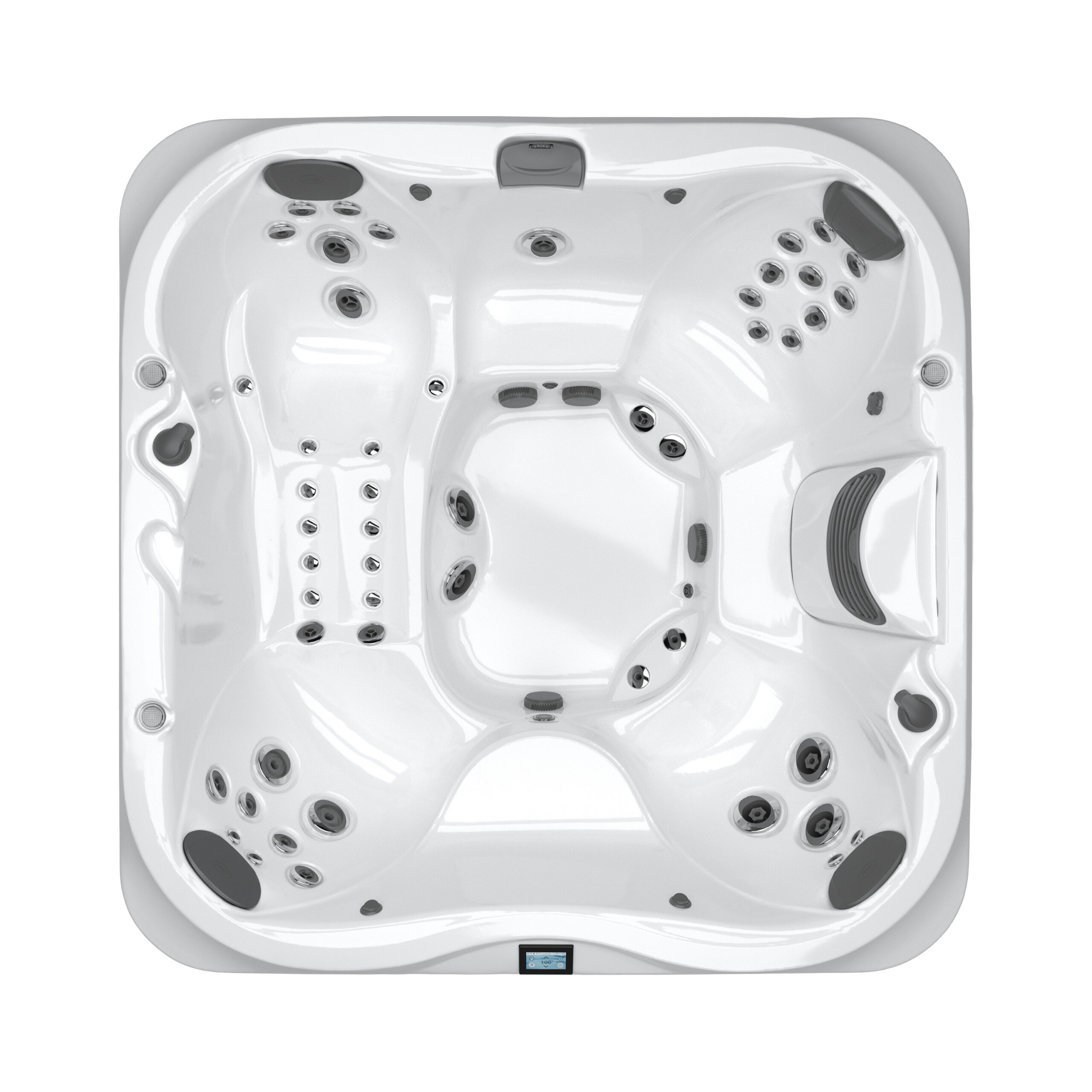 A top view of the spa that is in its box.