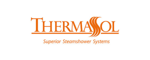 A logo of thermasol, the superior steam shower system.